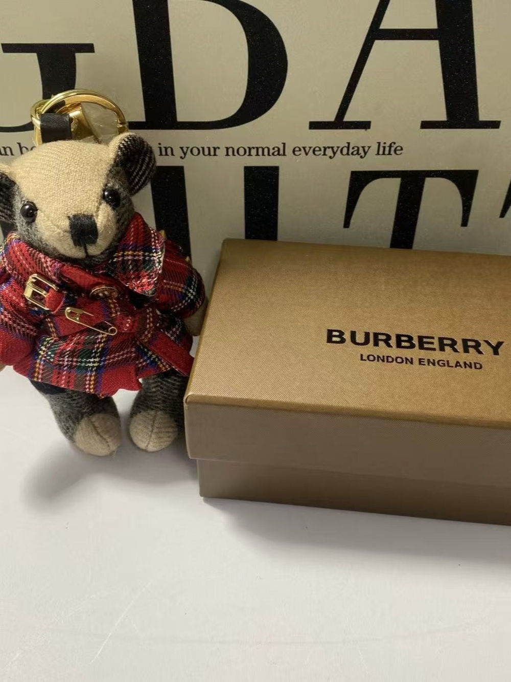 Burberry Thomas Bear Charm in Trench Coat Red & Brown